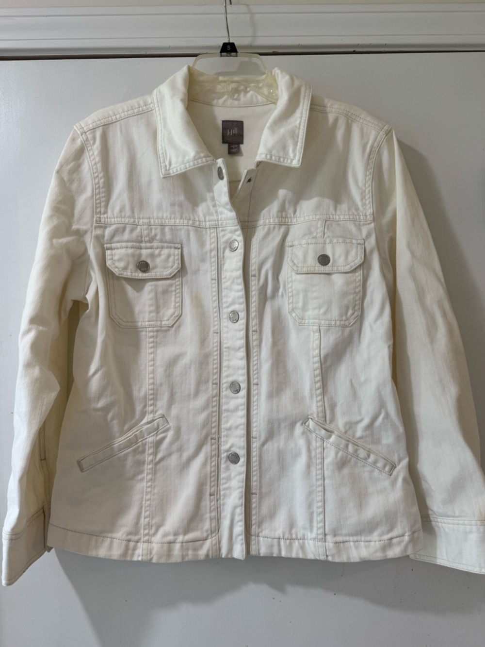 J Jill Women's Classic White Denim Jacket